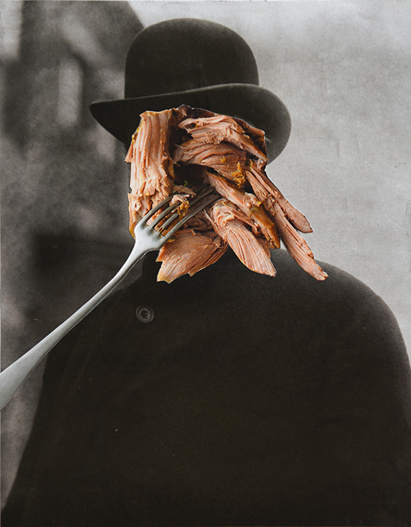 Sweet sticky barbecue ribs, paper collage, 2016